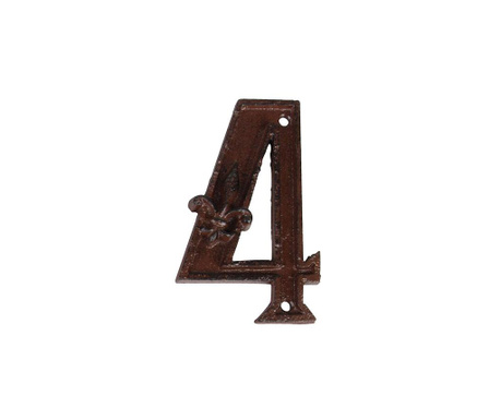 Numar pentru casa Esschert Design, Four, fonta cu invelis de vopsea cu aspect antichizat, 12x7x1 cm