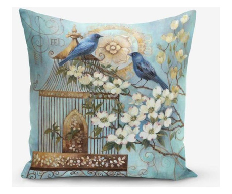 Μαξιλαροθήκη Minimalist Cushion Covers Blue Bird And Flowers 45x45 cm