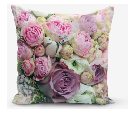 Fata de perna Minimalist Home World, Minimalist Cushion Covers Roses, poliester, bumbac, 45x45 cm, multicolor