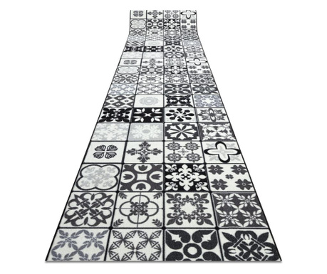 Χαλί δρομέας αντιολισθητικό azulejo συνονθύλευμα, κεραμίδια της Λισαβόνας γκρι / μαύρο 110x480 cm