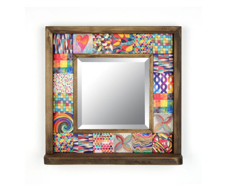 Καθρέφτης τοίχου Evila Originals, ξύλο, 33x33x8 cm, πολύχρωμο