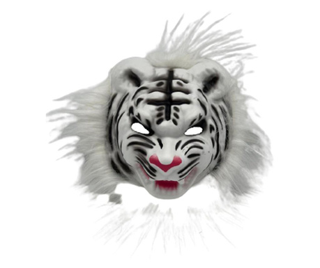 Μάσκα ζώου πολικής τίγρης με γενικής χρήσης γούνα, λευκή, 21 X 21 cm