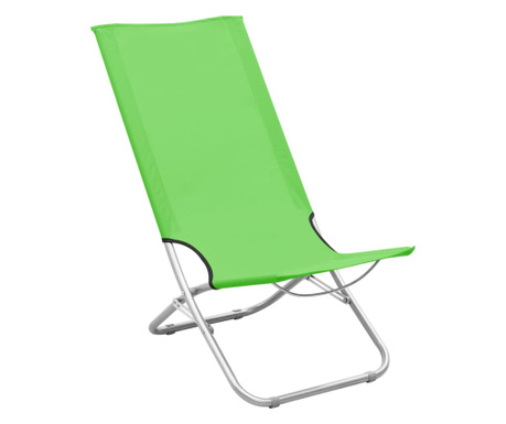 Καρέκλες Παραλίας Πτυσσόμενες 2 τεμ. Πράσινες Υφασμάτινες