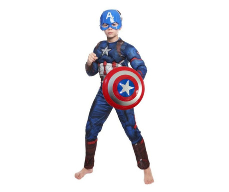 Κλασική στολή Captain America με μύες Captain America και ασπίδα με ήχους και φώτα για αγόρια