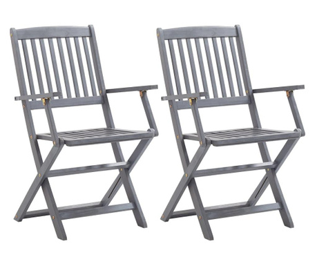 Καρέκλες Εξωτ. Χώρου Πτυσσόμενες 2 τεμ Ξύλο Ακακίας & Μαξιλάρια