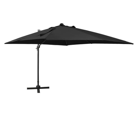 Ομπρέλα Κρεμαστή με Ιστό και LED Μαύρη 300 εκ.