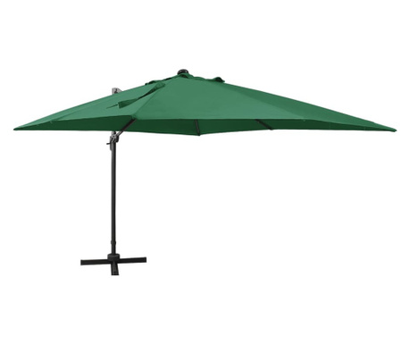 Ομπρέλα Κρεμαστή με Ιστό και LED Πράσινη 300 εκ.
