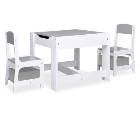 Παιδικό Τραπέζι με 2 Καρέκλες Λευκό από MDF