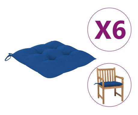 Μαξιλάρια Καρέκλας 6 τεμ. Μπλε 50 x 50 x 7 εκ. Υφασμάτινα