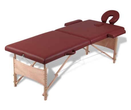 Κρεβάτι μασάζ Πτυσσόμενο 2 θέσεων με ξύλινο σκελετό Κόκκινο