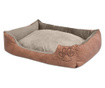 Κρεβάτι Σκύλου Μπεζ Μέγεθος XL από Συνθετικό Δέρμα με Μαξιλάρι