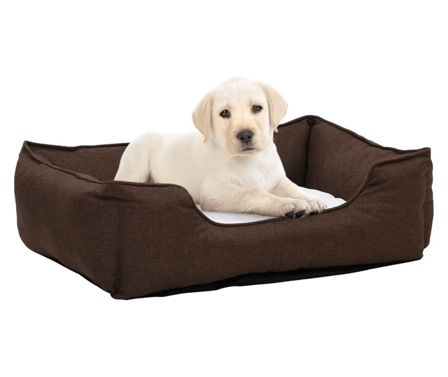 Κρεβάτι Σκύλου Καφέ/Λευκό 85,5 x 70 x 23 εκ. Όψη Λινού Φλις