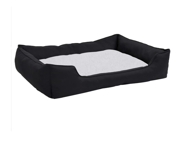 Κρεβάτι Σκύλου Μαύρο/Λευκό 65 x 50 x 20 εκ. Όψη Λινού Φλις