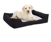 Κρεβάτι Σκύλου Μαύρο/Λευκό 85,5 x 70 x 23 εκ. Όψη Λινού Φλις