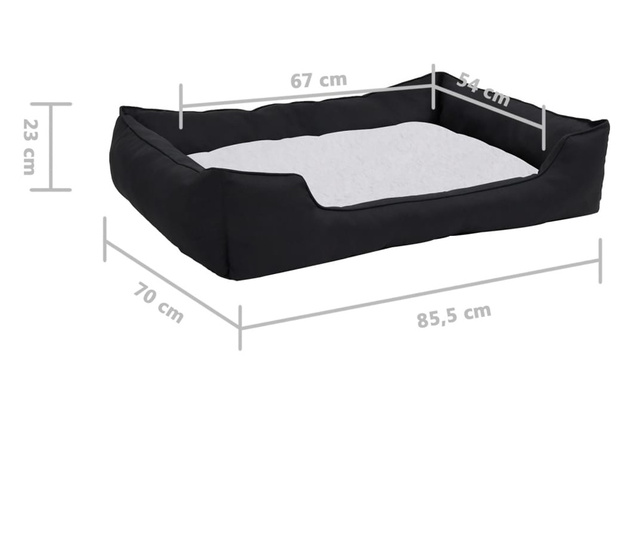 Κρεβάτι Σκύλου Μαύρο/Λευκό 85,5 x 70 x 23 εκ. Όψη Λινού Φλις