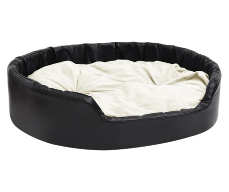 Κρεβάτι Σκύλου Μαύρο/Μπεζ 99 x 89 x 21 εκ. Βελουτέ/Συνθ. Δέρμα