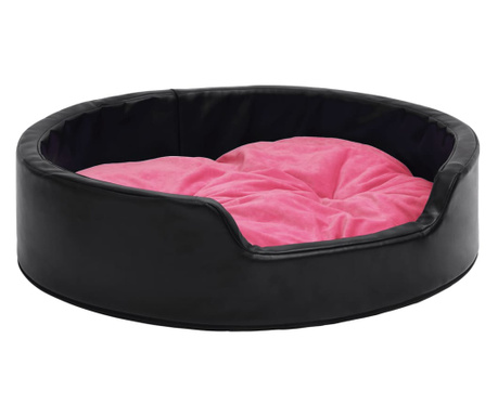 Κρεβάτι Σκύλου Μαύρο/Ροζ 79 x 70 x 19 εκ. Βελουτέ/Συνθ. Δέρμα