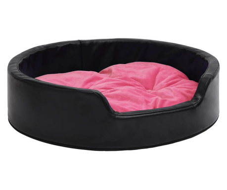 Κρεβάτι Σκύλου Μαύρο/Ροζ 90 x 79 x 20 εκ. Βελουτέ/Συνθ. Δέρμα