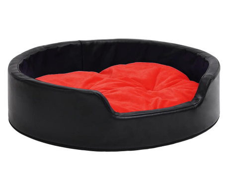 Κρεβάτι Σκύλου Μαύρο/Κόκκινο 69x59x19 εκ. Βελουτέ/Συνθ. Δέρμα