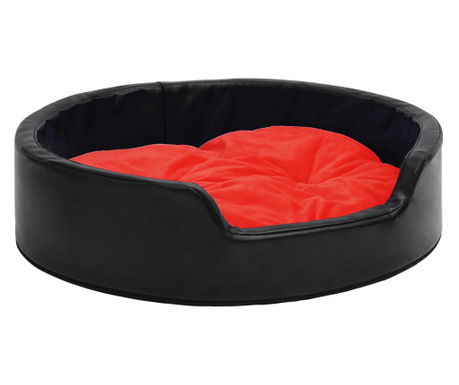 Κρεβάτι Σκύλου Μαύρο/Κόκκινο 79x70x19 εκ. Βελουτέ/Συνθ. Δέρμα
