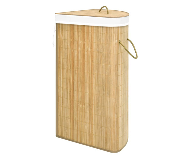 Rohový bambusový kôš na bielizeň 60 l