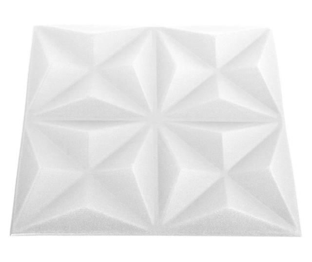 Πάνελ Τοίχου 3D 12 τεμ. Λευκό Origami 50 x 50 εκ. 3 μ²