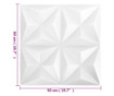 Πάνελ Τοίχου 3D 12 τεμ. Λευκό Origami 50 x 50 εκ. 3 μ²