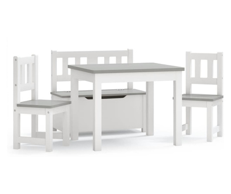 Παιδικό Σετ Τραπέζι με Καρέκλες 4 τεμ. Λευκό και Γκρι MDF