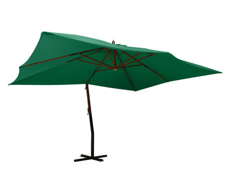 Ομπρέλα Κρεμαστή Πράσινη 400 x 300 εκ. με Ξύλινο Ιστό