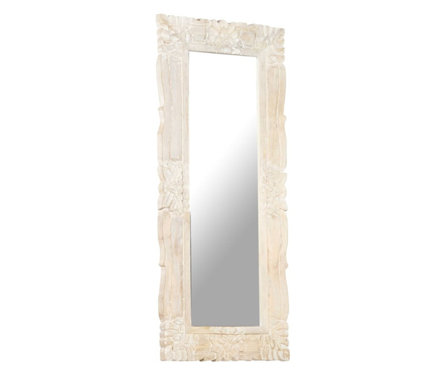 Καθρέφτης Λευκός 110 x 50 εκ. από Μασίφ Ξύλο Μάνγκο
