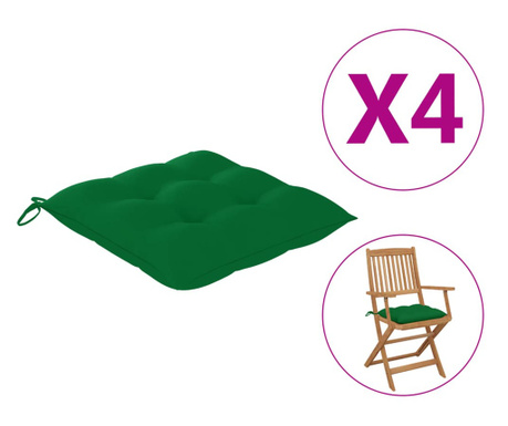 Μαξιλάρια Καρέκλας 4 τεμ. Πράσινα 40 x 40 x 7 εκ.
