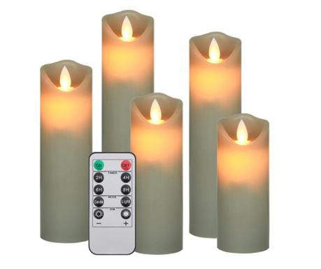 Κεριά LED Ηλεκτρ. Σετ 5 Τεμαχίων Θερμό Λευκό με Τηλεχειριστήριο
