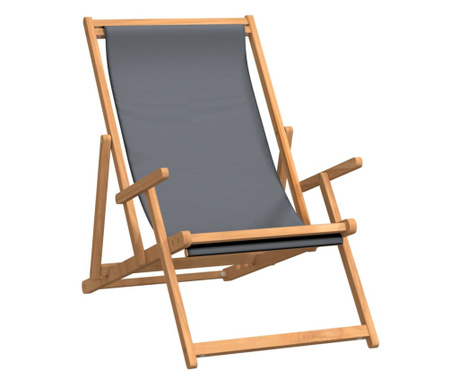 Καρέκλα Παραλίας Πτυσσόμενη Γκρι από Μασίφ Ξύλο Teak