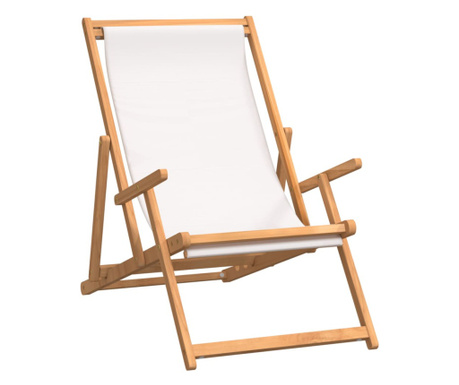 Καρέκλα Παραλίας Πτυσσόμενη Κρεμ από Μασίφ Ξύλο Teak