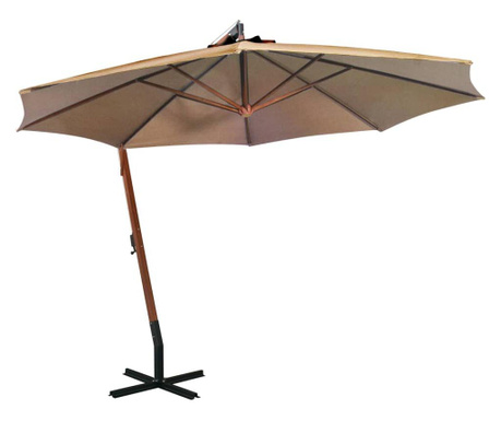 Ομπρέλα Κρεμαστή με Ιστό Taupe 3,5 x 2,9 μ. Μασίφ Ξύλο Ελάτης