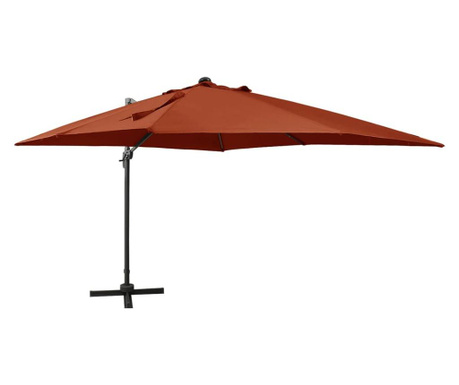 Ομπρέλα Κρεμαστή με Ιστό και LED Τερακότα 300 εκ.