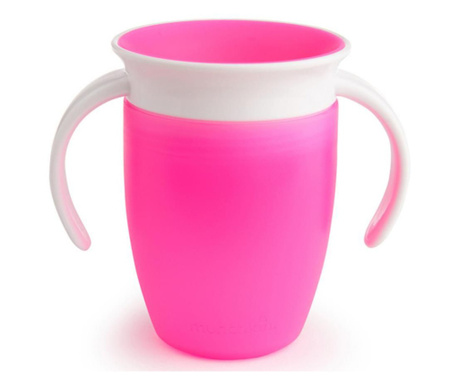 Cana anticurgere 360° cu manere pentru bebe, fara BPA, 200 ml, 6 luni+, roz, buz