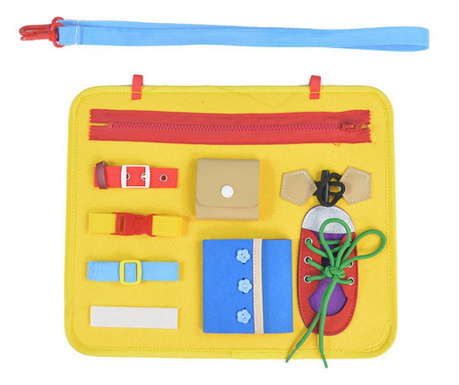 Gentuta senzoriala cu activitati Montessori, galben, 32x28 cm, buz