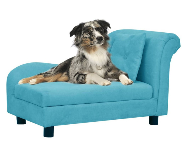 Καναπές-Κρεβάτι Σκύλου με Μαξιλάρι Τιρκουάζ 83x44x44εκ Βελουτέ