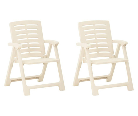 Καρέκλες Κήπου 2 τεμ. Λευκές Πλαστικές