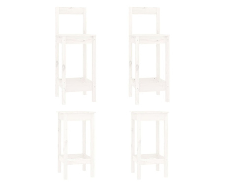 Καρέκλες Μπαρ Σετ 4Τεμαχίων Λευκό από Μασίφ Ξύλο Πεύκου