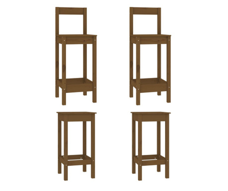 Καρέκλες Μπαρ Σετ 4 Τεμαχίων Μελί Καφέ από Μασίφ Ξύλο Πεύκου
