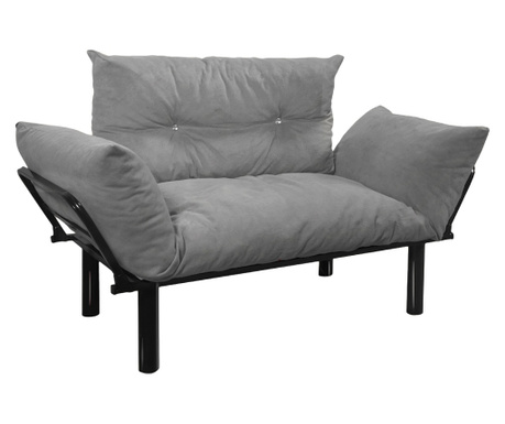 Κομψός σταθερός καναπές με 2 καθίσματα, EHA, 60x125x90 cm - Γκρι