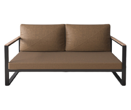 Άνετος σταθερός καναπές με 2 καθίσματα, EHA, 60x126x85 cm - Καφέ