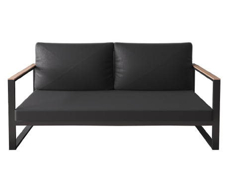 Άνετος σταθερός καναπές με 2 καθίσματα, EHA, 60x126x85 cm - Μαύρο